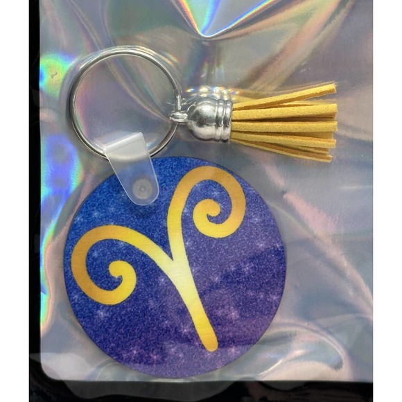 2" Aries Zodiac Symbol Keychain with Tassel - Picture 1 of 1